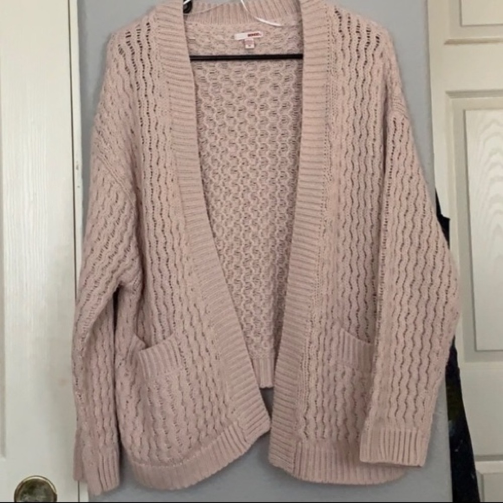 light pink cardigan